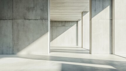 Fototapeta premium Minimalist concrete texture background with lines and shadows creating a tranquil atmosphere in an open space. Generative AI