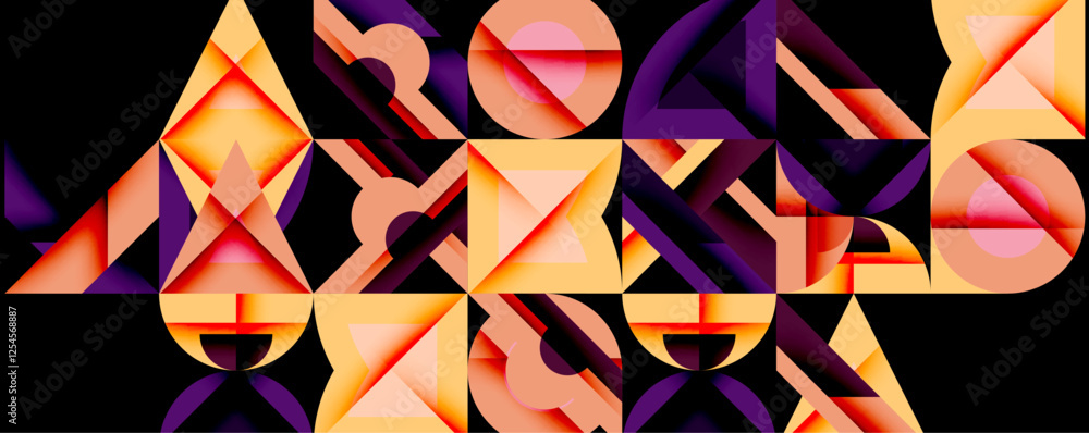 Poster minimal geometric abstract background. circle square and triangle design