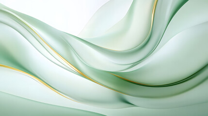Abstract green and gold background with delicate pastel swirl pattern design