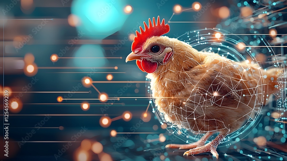 Fototapete Chicken Farming Dashboard Displaying Real Time Production Efficiency Data on Poultry Industry Automation Analytics and Smart Farming Technology