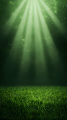 Green Grass Background, Rays of Light Illustration