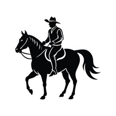 cowboy silhouette with on horse vector illustration