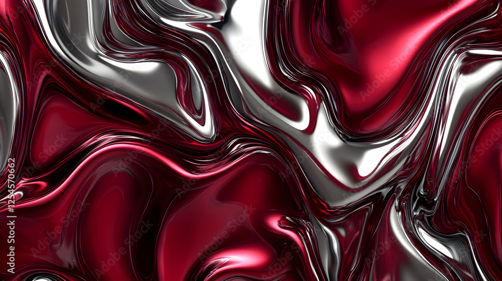Poster abstract background with deep red and silver colors creating a dramatic visual effect