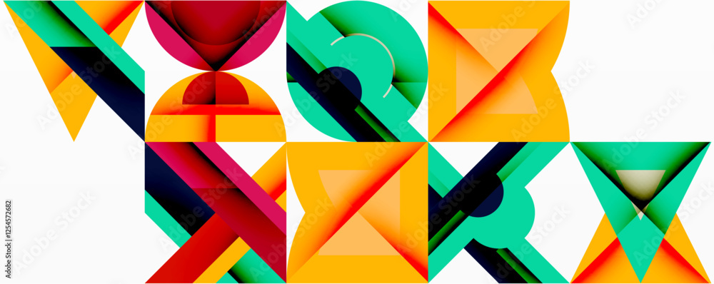 Aufkleber Minimal geometric abstract background. Circle square and triangle design