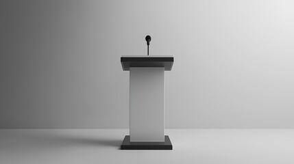 Elegant Podium with Microphone Against Soft Gradient Background for Presentation or Speech