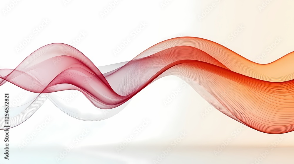 Poster Abstract flowing wave design in shades of red and orange on a bright gradient background