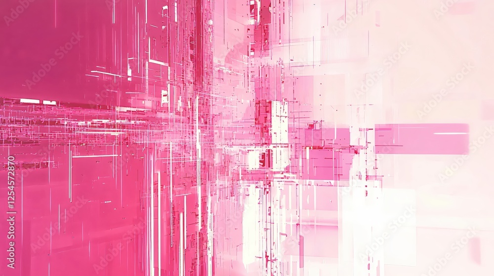 Poster Abstract pink geometric composition with light and shadow creating a modern background