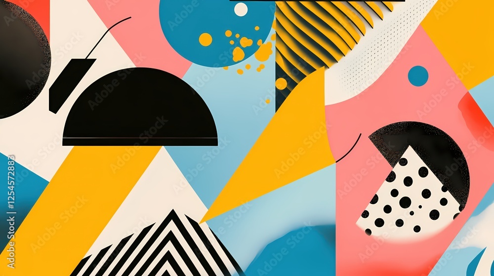 Aufkleber Geometric composition with vibrant colors and dynamic shapes creating a modern abstract art