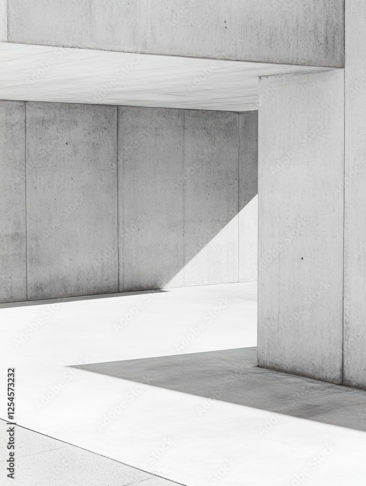Aufkleber Minimalist concrete texture creating a serene atmosphere in a modern architectural space during daylight hours. Generative AI