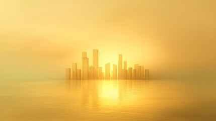 Obraz premium Mystical cityscape, urban skyline enveloped in a dense fog, creating an atmospheric and dramatic scene