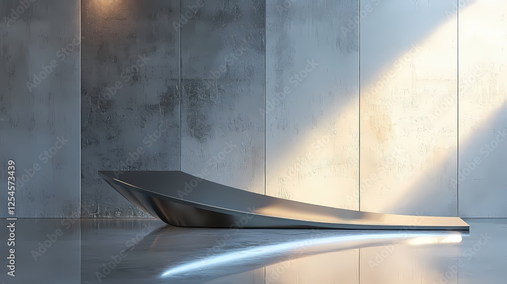 Aufkleber modern metallic display platform with reflected light in a minimalist concrete space