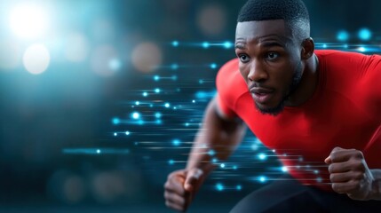 Symbolic image depicting a sprinter in a business suit conveying the concepts of corporate success efficiency