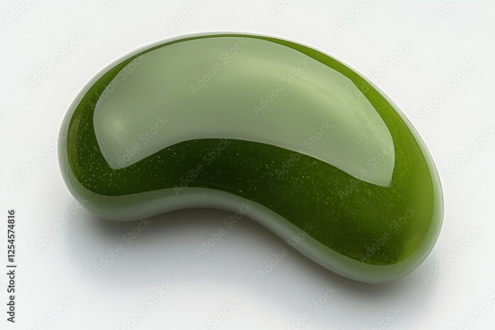 Poster smooth green stone on a white surface creating a calming and natural minimalist composition
