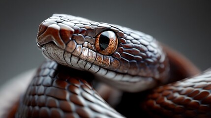 Fototapeta premium Close-up of a Brown Snake's Head, Intriguing Reptile Portrait