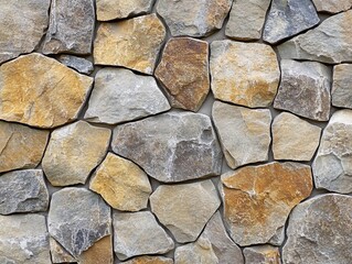 Obraz premium Stone wall texture with irregular shapes and natural colors creating a rustic and solid pattern