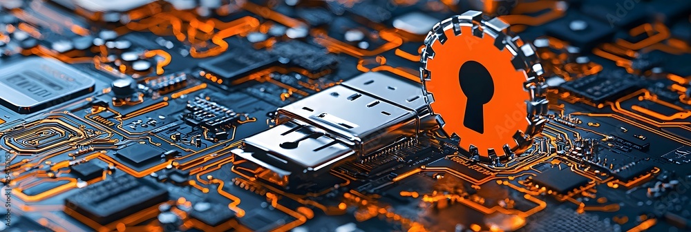 Poster Cybersecurity Digital Shield Icon with Data Encryption and Lock Background Representing Internet Safety and Network Defense