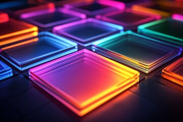 Vibrant Neon Squares Abstract Colorful Background