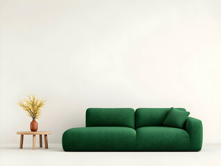 Fototapeta premium Modern Green Sofa 3D Illustration Minimalist Interior Design