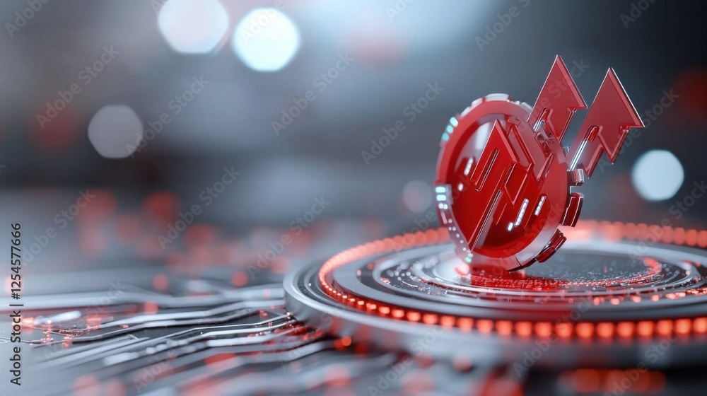 Aufkleber sleek high tech rendering of dynamic red arrows forming a futuristic minimalist digital graphic the 