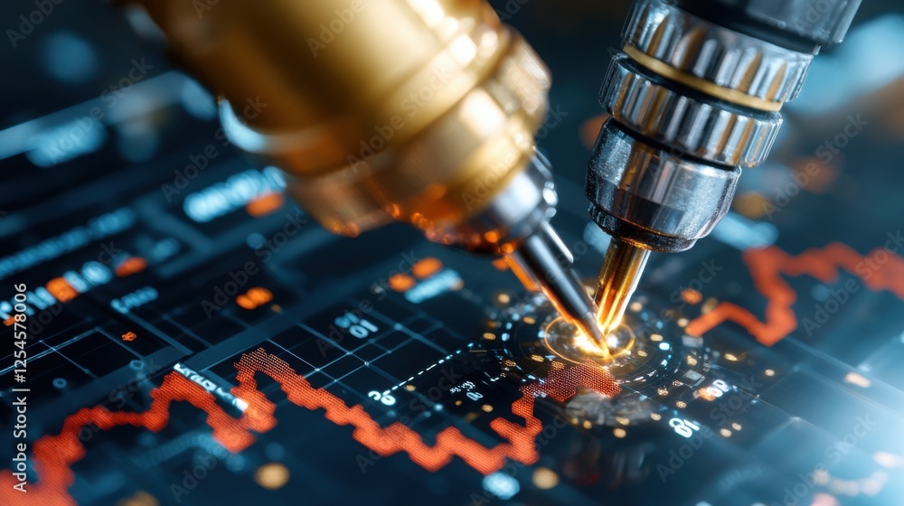 Poster sophisticated drilling infrastructure embedded within a dynamic high tech industrial landscape showc