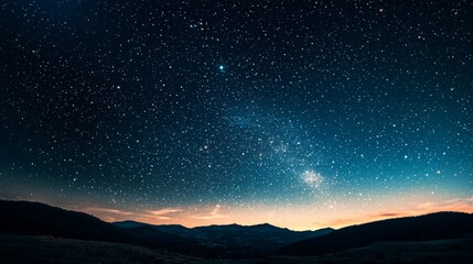 Fototapeta premium Vast Night Sky with Stars Over serene Mountain Landscape