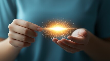 Magical sparkle in hands, a captivating display of light, wonder and hope magic