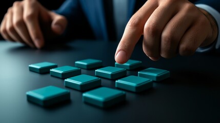 Naklejka premium Strategic cube placement, a visual metaphor for business decisions and problemsolving in the corporate world