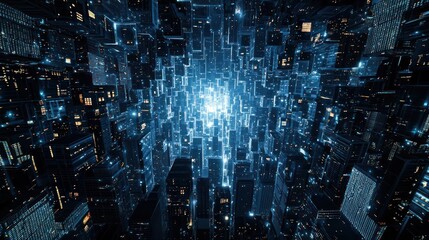 Futuristic Cityscape Digital Art With Glowing Lines