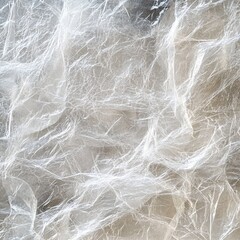 Obraz premium Abstract crumpled plastic sheet texture with light reflections and subtle gray background