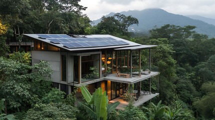 Sustainable Tropical House nestled in Lush Rainforest with Mountain Views