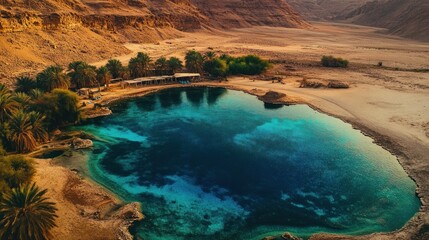 Oasis in the Desert: An Aerial View of a Hidden Lagoon