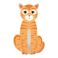 Smiling orange tabby cat sitting. Vector illustration.