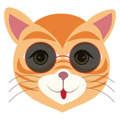 Orange cat wearing stylish sunglasses. Vector illustration.