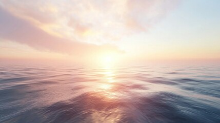 Obraz premium Tranquil Sunset Over Calm Ocean Waves with Soft Color Palette