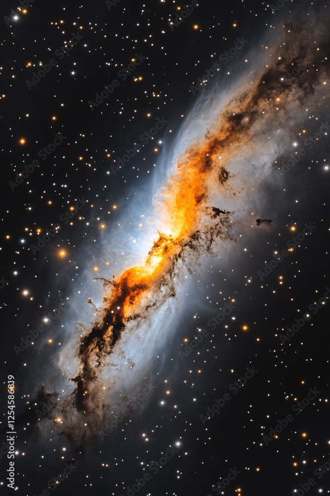 Poster cosmic ribbon of light and dust in deep space with many stars in the background
