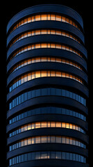 Fototapeta premium Nightlit Cylindrical Building 3D Illustration