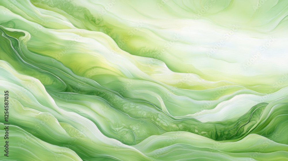 Poster abstract green background with smooth flowing lines, versatile design for modern projects