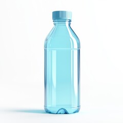 Light Blue Clear Plastic Bottle Filled with Water Isolated on White Background
