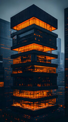 Night Cityscape, Illuminated Building, Modern Architecture