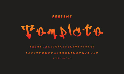 Alphabet in street graffiti style, hand drawn. vector graffiti alphabet on isolated black background.