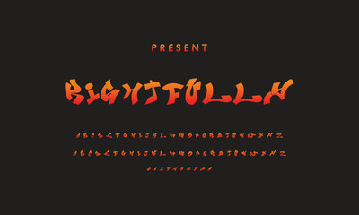 Alphabet in street graffiti style, hand drawn. vector graffiti alphabet on isolated black background.