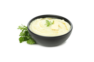 PNG, Mashed potatoes in bowl, isolated on white background