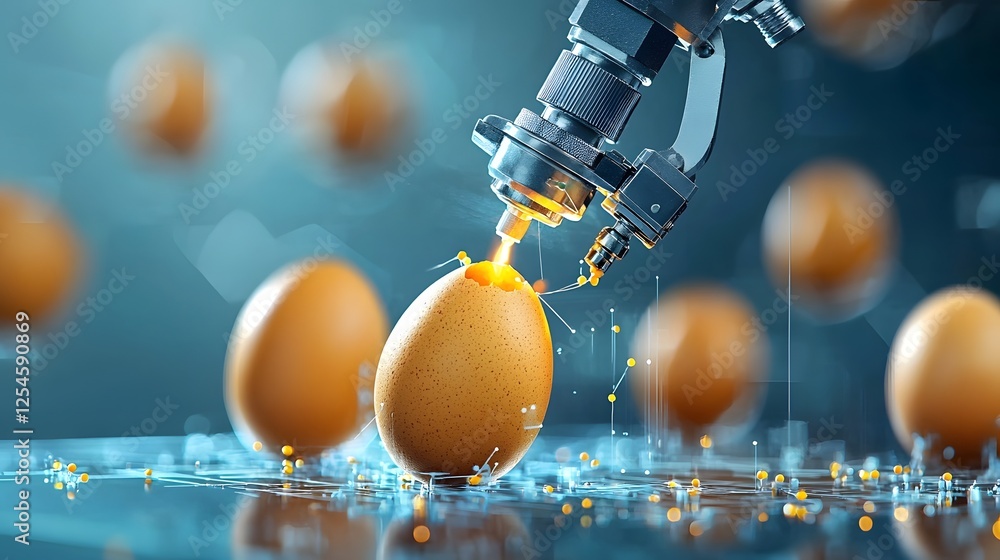 Aufkleber High magnification view of a laboratory experiment examining eggs for potential bacterial contamination or other food safety issues