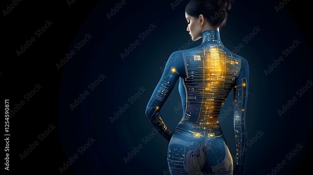 Aufkleber highly detailed and visually striking digital render of a high tech fabric bodysuit with iridescent 