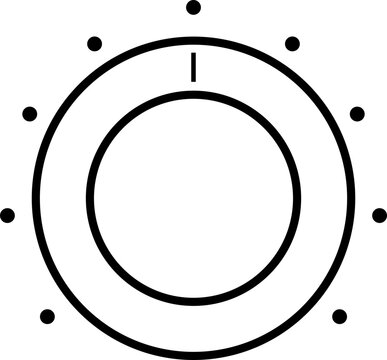 Round scale and controller volume level knob icon, analogue knobs level control isolated on transparent background, regulator, controller, adjustor, damper, rotating, turning, turn on off, rotative