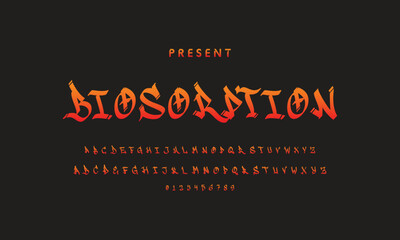 Alphabet in street graffiti style, hand drawn. vector graffiti alphabet on isolated black background.