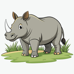 Fototapeta premium Javan Rhinoceros in Lush Grassland