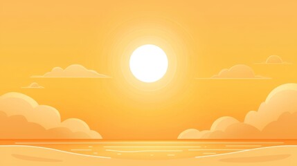 Vivid sunset sky with golden sun and colorful clouds, a breathtaking display of nature's beauty