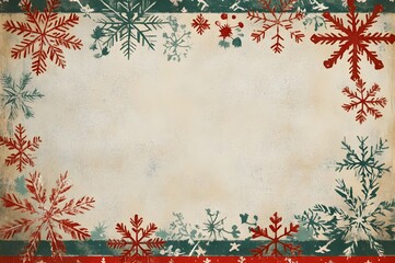Winter-themed background with snowflakes and festive borders