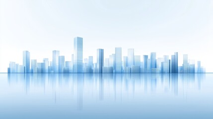 Fototapeta premium Stunning city skyline reflected in water, a captivating urban panorama cityscape